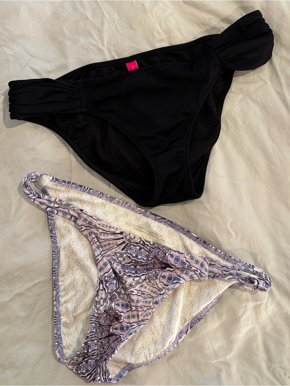 Victoria’s Secret Swim Bottoms Bundle Black Purple Patterned Size Small